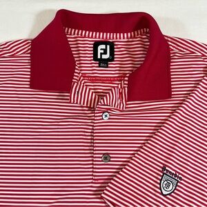 FootJoy Mens Red & White Striped Print Golf Polo Athletic Beach Shirt